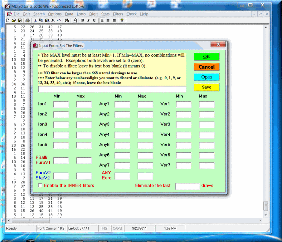 Search lottery, powerball, mega millions, euromillions, baccarat, winning numbers, probability odds.